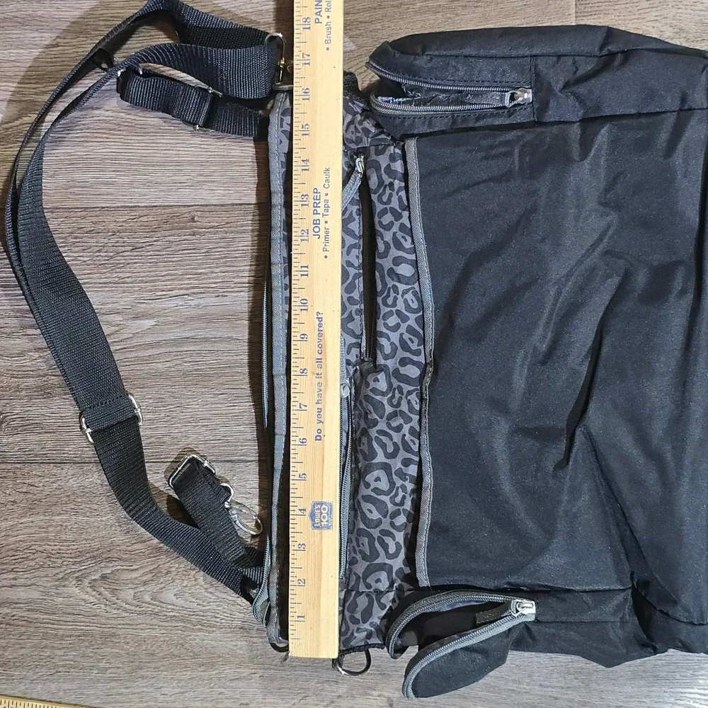 iPackbaby‎ Leopard Print Diaper Bag Messenger Crossbody Travel Tote Black Gray